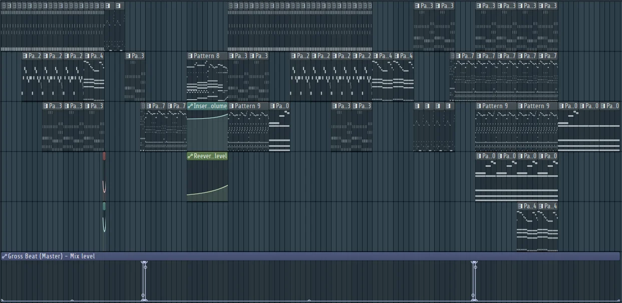 Screenshot 4: Wide view of the Playlist, where the track is divided into segments: Intro, Drop, B-section, Climax